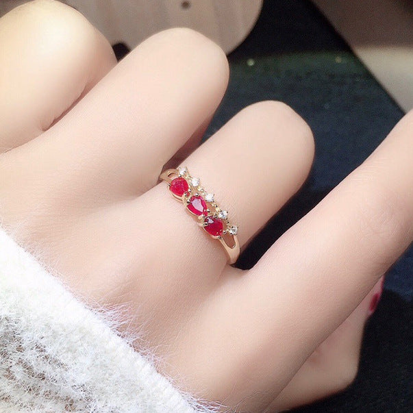 Womens Simulated Colorful Ruby Open End Ring
