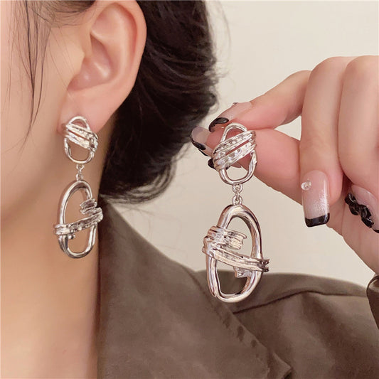 European And American-style French Pleated Earrings Women's New Design