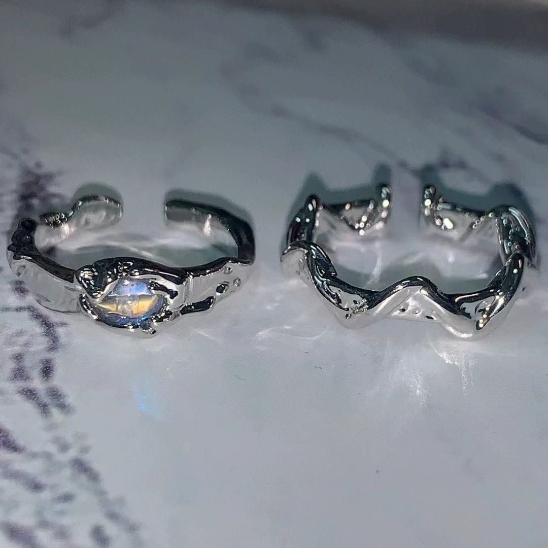 Moonstone Irregular Ring Wave Geometric Ring For Women