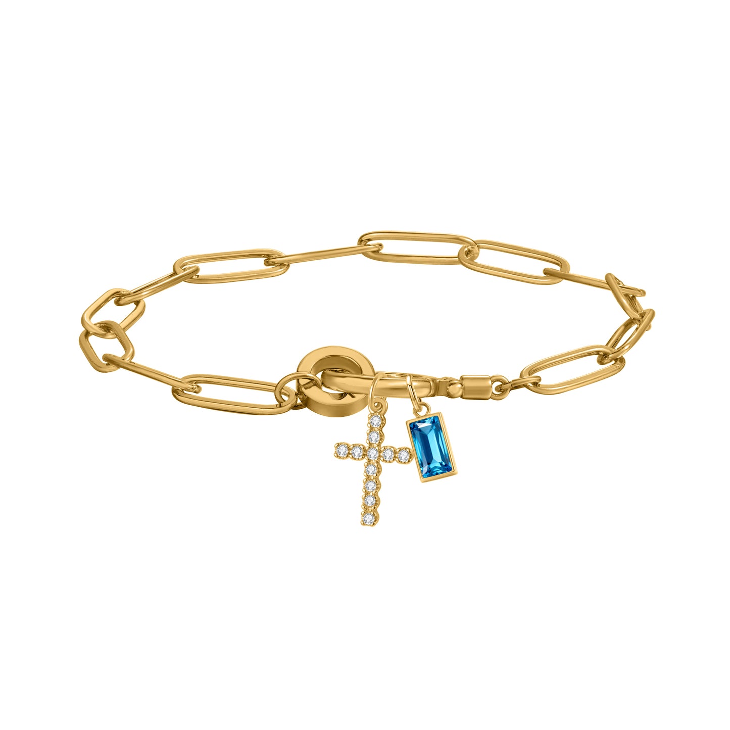 Personalized Birthstone Cross Bracelet Custom