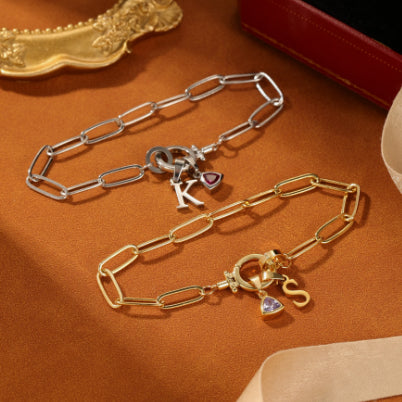 Personalized Letter Paperclip Bracelet Custom