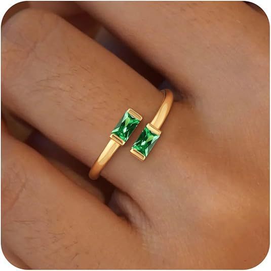 Simple Rectangular Gold Birthstone Ring