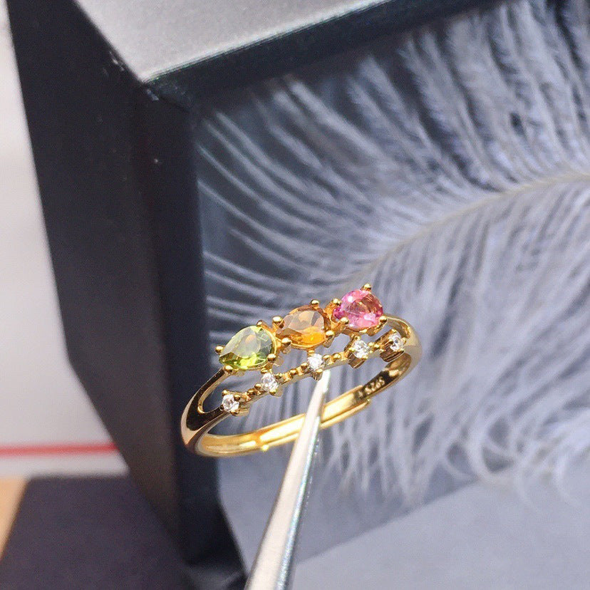 Womens Simulated Colorful Ruby Open End Ring