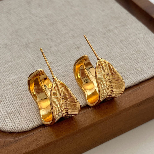 European And American Style Brushed Metal C-Shaped Earrings