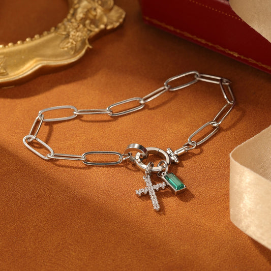 Personalized Birthstone Cross Bracelet Custom