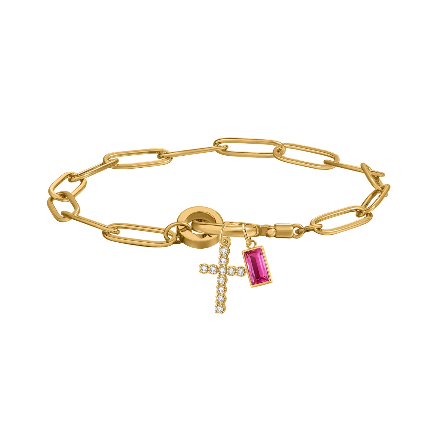 Personalized Birthstone Cross Bracelet Custom