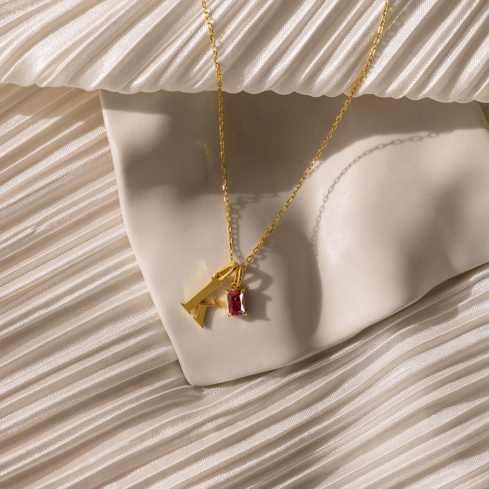 Letter Birthstone Necklace Luxury Necklace