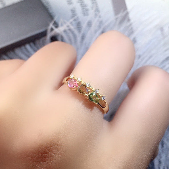 Womens Simulated Colorful Ruby Open End Ring